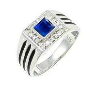JEWELSTREZORO Bague en pierre précieuse - En argent sterling 925 - Pour homme et femme - Article cadeau - Bijou fait main - TSR1165AA, 64 (20.4), Métal précieux Pierre précieuse, Saphir bleu cultivé