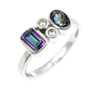 JEWELSTREZORO Bague en pierre précieuse - En argent sterling 925 - Pour homme et femme - Article cadeau - Bijou fait main - TSR1153AA, 51 (16.2), Métal précieux Pierre précieuse, Topaze mystique