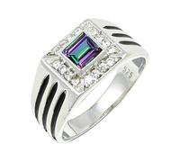 JEWELSTREZORO Bague en pierre précieuse - En argent sterling 925 - Pour homme et femme - Article cadeau - Bijou fait main - TSR1165AA, 59 (18.8), Métal précieux Pierre précieuse, Topaze mystique