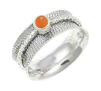 JEWELSTREZORO Pierre précieuse Hommes et Femmes Argent Sterling 925 Bague élégante faite à la main Cadeau TSR154AA, 58 (18,5), Métal précieux Pierre précieuse, Pierre de lune pêche