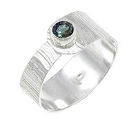 JEWELSTREZORO Pierre précieuse Hommes et Femmes Argent Sterling 925 Bague élégante faite à la main Cadeau TSR135AA, 69 (22.0), Métal précieux Pierre précieuse, Topaze mystique