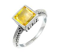 JEWELSTREZORO TSR1150AA Bague en argent sterling 925 pour homme et femme Article cadeau fait main, 61 (19.4), Métal précieux Pierre précieuse, Saphir jaune cultivé en laboratoire