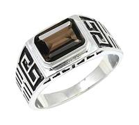 JEWELSTREZORO TSR1173AA Bague en argent sterling 925 avec grenat pour homme et femme Article cadeau fait main, 72 (22.9), Métal précieux Pierre précieuse, Quartz fumé