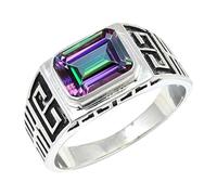 JEWELSTREZORO TSR1173AA Bague en argent sterling 925 avec grenat pour homme et femme Article cadeau fait main, 52 (16,6), Métal précieux Pierre précieuse, Topaze mystique
