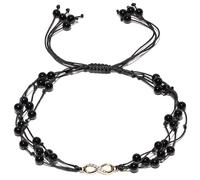 Jewever Bracelet de cheville simple en perles d'agate avec symbole de l'infini pour femme, breloques d'amour sans fin, bijoux d'été de plage