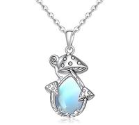 Jewlikee Collier en forme de champignon pour femme - En argent sterling - Agate mousse, escargot, pierre de lune - Pour anniversaire, fête des mères, Argent sterling, Zircone cubique