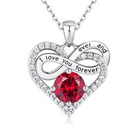 Jewlpire Collier en forme de cœur avec symbole de l'infini pour femme avec chaîne en argent sterling 925, 2 carats (8 mm) et diamant CZ pour femme, Noël, Saint-Valentin, anniversaire, mariage, cadeau