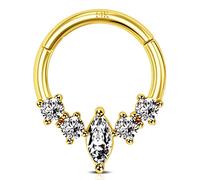 Jewseen 14K Or Sterling Septum Bague 16g Charnière Segment Anneau Cartilage Boucles D'Oreilles Cerceaux Nez CZ Septum Clicker Helix Piercing Femmes Bijoux Pour Hommes