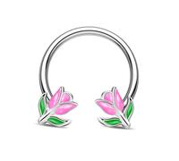 Jewseen 16G 10mm Septum Ring Cartilage Earring Tragus Daith Rook Helix Piercing Tulip Captive Bead Ring 316L Stainless Steel Nose Ring Hoop Steel Pink