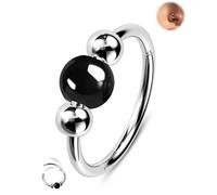 Jewseen Anneau de septum en obsidienne pour cartilage - 18 g/20 g - Anneau de nez - Boucle d'oreille hélix en acier inoxydable, 18G 10MM, Acier inoxydable