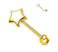 Jewseen Golden Tongue Spur Star Tongue Barbell Titane Language Bar 14g Anneau De Langue Fileté À L'intérieur De La Langue Barbell