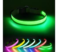 Jewyow Collier Lumineux, 7 in 1 Collier LED Rechargeable USB-C étanche pour Chiens de Petite, Moyenne et Grande Taille- Bleu-S