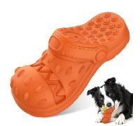 Jewyow Jouet à mâcher indestructible, en caoutchouc naturel, durable et flexible, avec arôme de bœuf, pour mastication et utilisation fortes, pour chiens de taille moyenne et grande (orange)