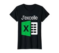 J'excelle Tableau Excel Feuilles De Calcul Logiciel Tableur T-Shirt Graphique avec Valeur, Femme, Noir, S