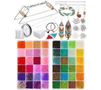 Jexine Kit de métier à tisser à perles pour adultes - 24 000 pièces - 48 couleurs - 2 mm - Pour la fabrication de bijoux de Noël - Outils de fabrication de boucles d'oreilles - Cadeaux pour filles