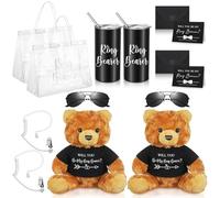 Jexine Lot de 14 cadeaux pour porteurs de bagues - Comprend un gobelet porte-bague avec paille, des ours en peluche, une carte de demande en forme d'anneau, une enveloppe, des lunettes de soleil de sécurité, des écouteurs, un sac cadeau