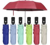 Jexine Lot de 6 parapluies de voyage compacts, ouverture automatique, coupe-vent, petit sac à dos, sac à main, voiture, parapluie pliable pour la pluie, hommes et femmes, multicolore, 98 cm de