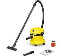 JEXNOVASHOP-1.628-009.0 Aspirateur Eau et Poussières WD 2 Plus V-12/4/18/C, avec Filtre Cartouche, Sachet Filtre Ouate, 1000 W, Cuve PVC : 12 l, Tube d'Aspiration : 1,8 m, Suceur Sol/Fentes, Jaune