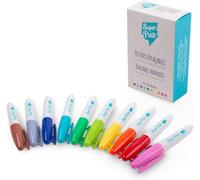 Jexnovashop-10 Feutres Effaçables Pour Set En Silicone Pour Un Coloriage À L¿Infini: Rose - Rouge - Vert - Vert Clair - Bleu - Orange - Jaune - Marron - Gris - Turquoise