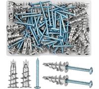 Jexnovashop-100 Pièces Chevilles Pour Placoplatre, Cheville Queue De Cochon, Cheville Autoforeuse Placo, Chevilles Pour Plaques, Avec Vis Autoperceuses Pour Plaques De Plâtre