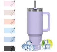 Jexnovashop-1182ml Mug Isotherme Avec Paille Et Poignée, 40oz Double Acier Inoxydable Violet Tasse De Voyage Isotherme, Anti-Fuite, Gobelet À Café À Emporter, Pour Voiture, Bureau, Travel