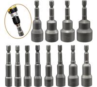 JEXNOVASHOP-12 Pièces Douille Visseuse, Magnétique Douilles Hexagonale 6/7/8/9/10/11/12/13/14/15/17/19, Adaptateur Embouts Douilles Hexagonale, Douille Visseuse à Choc,pour Clé à Douille,Perceuse à M