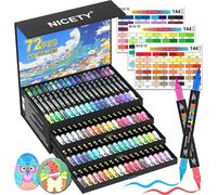Jexnovashop-144 Couleurs Feutres Acryliques - 72 Marqueurs Double Pointe Double Couleur Pour Pierre, Bois, Verre, Céramique - Acrylic Paint Markers À Base D'eau Résistants