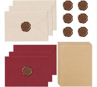 Jexnovashop-22 Piècesl'ensemble De Papeterie Vintage Papier, Vintage Enveloppe, Papier A Lettre, Adecuado Para El Día De San Valentín, Invitaciones De Boda, Bricolaje, Cumpleaños