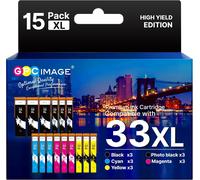 JEXNOVASHOP-33XL Cartouches d'encre Compatible pour Epson 33 XLpour Expression Premium XP-540 XP-530 XP-830 XP-7100 XP-900 XP-640 XP-630 XP-635 XP-645 (15 Pack)