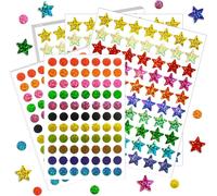 Jexnovashop-3640 Stickers Gommettes Autocollantes, 50 Feuilles Gommettes Enfants, Étoiles Pois Autocollants Colorés, Pour Stickers Scrapbooking Activité Manuelle Récompense Photo Cadeau Diy