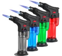 Jexnovashop-4 Pièces Briquet Tempête Gaz Briquet Rechargeable Flamme Réglable Chalumeau De Cuisine Briquets Pour Camping, Extérieur, Cuisine, Barbecue (Gaz Non Inclus)