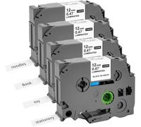 JEXNOVASHOP-4 x Ruban Compatible pour Brother TZe-231 TZ231 TZ-231 Tze 12mm 0.47 Noir sur Blanc Laminé Cassette pour Etiqueteuse Brother P-touch H105 1000 H100lb PT-H110 PT-H107 P300BT H200 PT1010 PT