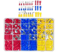 JEXNOVASHOP-480 pièces 30 types cosses electriques a sertir, connecteurs avec douilles isolantes, anneau plates fourches et kits avec coffret d'assortiment, pour électriciens