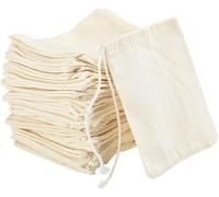 JEXNOVASHOP-50 Packs 100% Sac Coton, Réutilisable Sac Tissu Cordon-(8cm*10cm/3.15in*3.94in Blanc)