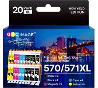 JEXNOVASHOP-570 571 XL Cartouche d'encre Compatibles pour Canon 571 PGI-570 CLI-571XL pour Cartouche Canon MG5750 TS5055 pour PIXMA TS5050 TS5053 MG6852 MG6850 MG5700 MG5752 MG5753 (20 Pack)