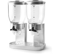 JEXNOVASHOP-62596 Distributeur de céréales, Fruits secs, pâtes et Bonbons, Double récipient, 2 L, système Rotatif, sans BPA, 27 x 16,5 x 35 cm, Gris Grande
