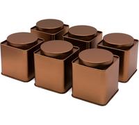 Jexnovashop-6x Boîtes À Thé/De Conservation Carrés Cuivrés, Étanches Aux Arômes, En Métal, Pour 160g D'earl Grey Chacun 9.1 X 8 X 8 Cm (H,L,P) Également Idéal Pour Suppléments Ou D'épices