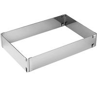 Jexnovashop-7709 Cadre À Gâteau Rectangle Réglable, Cadre Extensible, Moule À Gâteau Rectangle, Acier Inoxydable, Argent, 27,5-52 X 18,5-34 Cm