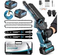 JEXNOVASHOP-8 Pouces Tronconneuse a Batterie, Mini Tronçonneuse Électrique Sans Fil Brushless à Batterie 8000mAh, avec Injecteur de Lubrifiant de la Chaîne pour la Coupe du bois, l'élagage le Jardin(