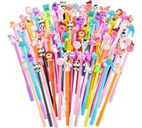 Jexnovashop-80 Pièces Stylos À Encre Gel De Dessin Animé, Styles Assortis Aléatoires Stylos À Encre Gel Mignons Encre Noire 0,5mm Stylos Sympas Stylo À Encres Gels Kawaii Amusants Pour Bureau (17cm X