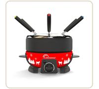 JEXNOVASHOP-8689 Happy Fondue 8 Meuuuh, Appareil à fondue 8 personnes, Caquelon anti-adhésif 2l, 800 W, Rouge