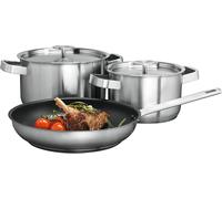 Jexnovashop-A3ss Set Menaje 2 Casseroles (16 Cm Et 20 Cm) Et 1 Poêle (24 Cm), Acier Inoxydable