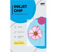 JEXNOVASHOP-A4 X 50 Films Transparents pour Rétroprojecteur, Impression Jet d'Encre, 10 Feuilles OHP Premium, Noirs Profonds, PPD-34-50