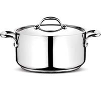 Jexnovashop-Accademia Lagofusion Casserole Fonda 2 Poignées Avec Couvercle, Acier Inoxydable 18/10 Ø 18 Cm, Casserole Induction, Gaz Et Four, Finition Brillante Extérieure Et Satinée Intérieure, Fond