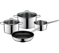 Jexnovashop-Alicante Kochtopfset Induktion 2109304630 Set De 4 Ustensiles Avec Couvercle En Verre, Casseroles À Induction, Acier Inoxydable Poli, Non Revêtu, Passe Au Four, Antirouille 18/10
