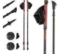 Jexnovashop-Bâtons De Marche Nordique Nordic Walking Halna Couleur Rouge Avec Taille Réglable 84-135 Cm Système De Blocage Rapide Quick Lock Pour Un Blocage Stable Et Sécurisée