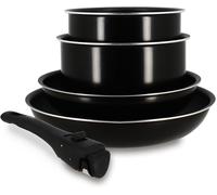 Jexnovashop-Batterie De Cuisine Amovible 5 Pièces Iris En Aluminium Noir Antiadhésive - Compatible Tous Feux Dont Induction Et Lave-Vaisselle - 2 Casseroles + 2 Poêles + 1 Poignée Amovible - 6020437
