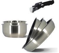 Jexnovashop-Batterie De Cuisine Amovible 6 Pièces En Inox Iris - 3 Poêles + 2 Casseroles + Poignée Amovible Sécuritaire - Tous Feux Dont Induction - Acier Inoxydable - Sans Pfoa/Sans Bpa - 7930018