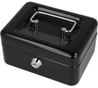 Jexnovashop-Caisse À Monnaie Verrouillable (Compacte, 15 Cm) Noir Boîte Verrouillable En Tôle D'acier Avec 2 Clés Plateau Amovible Pour Pièces De Monnaie Avec 6 Compartiments E-51000 Black