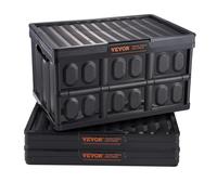 Jexnovashop-Caisse De Rangement Plastique Pliable Avec Couvercles 3pcs Bac De Rangement Empilable Capacité D'une Boîte 45 L Avec Poignées Grands Bacs Robustes Pour Vêtements Jouets Livres Accessoires